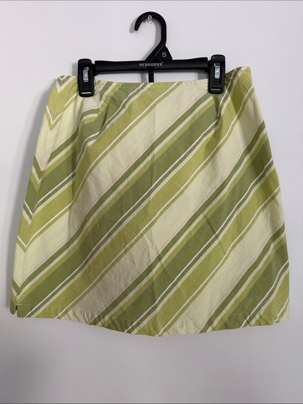Vintage Striped A-Line Mini Skirt in Shades of Green